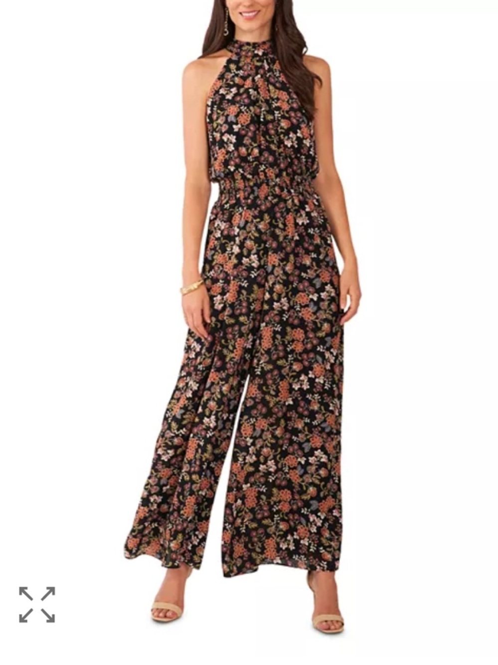 Vince Camuto Floral Black Maxi jumpsuit large